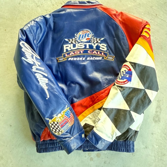 2005 Jeff Hamilton Rusty Wallace leather jacket size XL - Picture 2 of 10